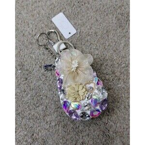 Keychain Decoración With Cristal Color White